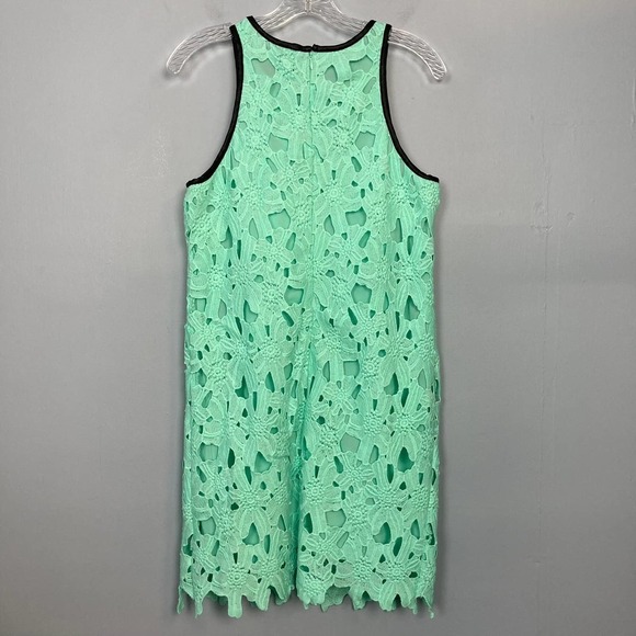 BAR III Manila Sheath Dress Garden Mint Lace Overlay Vegan Leather Trim Size M - Picture 10 of 11